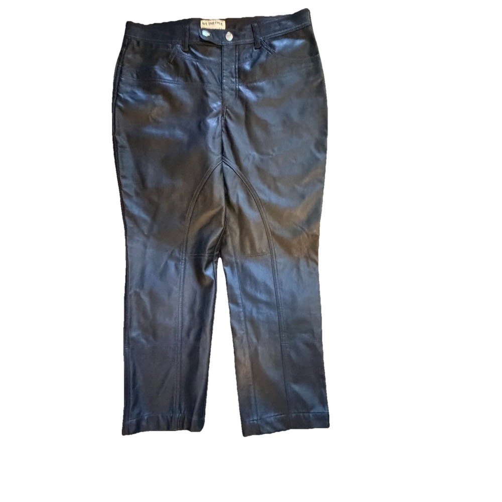Free People Rebel Vegan Leather Black Pants Size 12 NEW $128 Biker Moto